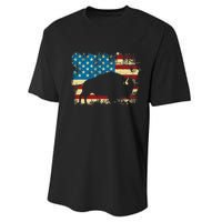 Patriotic American Bison Buffalo Lover Wildlife Usa Flag Performance Sprint T-Shirt