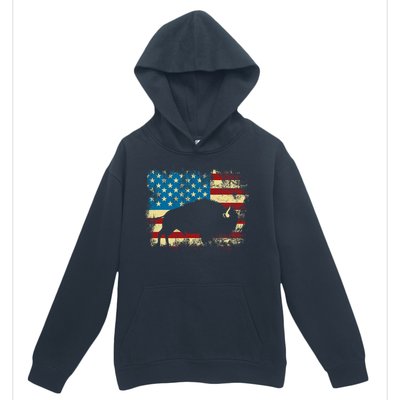 Patriotic American Bison Buffalo Lover Wildlife Usa Flag Urban Pullover Hoodie