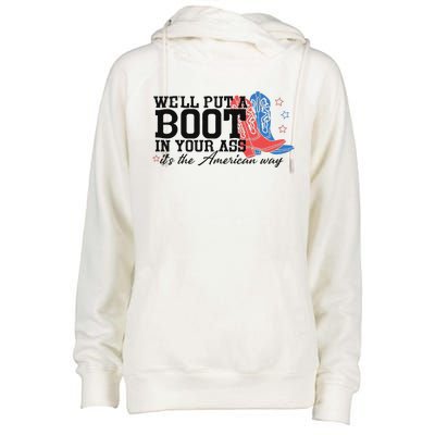 Put A Boot Inyankees Personalized Nameput A Boot In Your Ass Cowgirl 4th Of July Womens Funnel Neck Pullover Hood