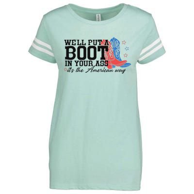 Put A Boot Inyankees Personalized Nameput A Boot In Your Ass Cowgirl 4th Of July Enza Ladies Jersey Football T-Shirt