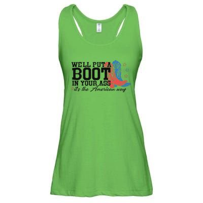 Put A Boot Inyankees Personalized Nameput A Boot In Your Ass Cowgirl 4th Of July Ladies Essential Flowy Tank