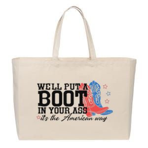 Put A Boot Inyankees Personalized Nameput A Boot In Your Ass Cowgirl 4th Of July Cotton Canvas Jumbo Tote