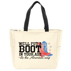 Put A Boot Inyankees Personalized Nameput A Boot In Your Ass Cowgirl 4th Of July Zip Tote Bag