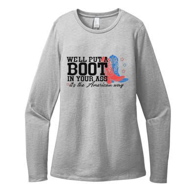 Put A Boot Inyankees Personalized Nameput A Boot In Your Ass Cowgirl 4th Of July Womens CVC Long Sleeve Shirt