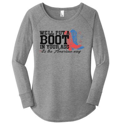 Put A Boot Inyankees Personalized Nameput A Boot In Your Ass Cowgirl 4th Of July Women's Perfect Tri Tunic Long Sleeve Shirt