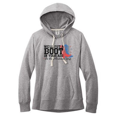 Put A Boot Inyankees Personalized Nameput A Boot In Your Ass Cowgirl 4th Of July Women's Fleece Hoodie