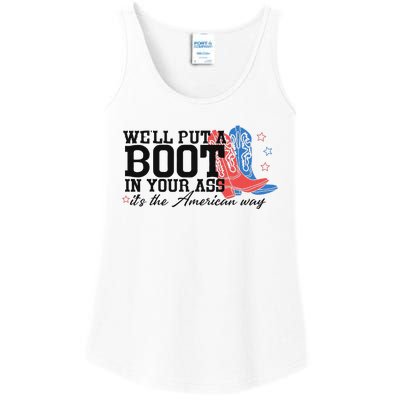 Put A Boot Inyankees Personalized Nameput A Boot In Your Ass Cowgirl 4th Of July Ladies Essential Tank