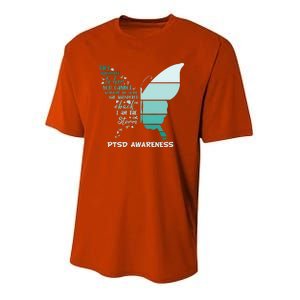 PTSD Awareness Butterfly I Am The Storm Youth Performance Sprint T-Shirt