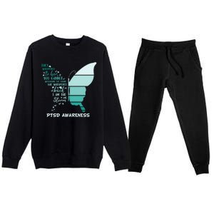 PTSD Awareness Butterfly I Am The Storm Premium Crewneck Sweatsuit Set