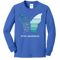 PTSD Awareness Butterfly I Am The Storm Kids Long Sleeve Shirt