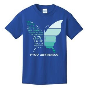 PTSD Awareness Butterfly I Am The Storm Kids T-Shirt