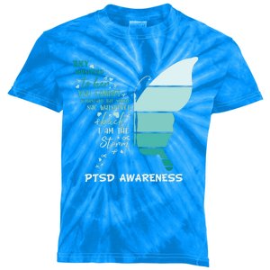 PTSD Awareness Butterfly I Am The Storm Kids Tie-Dye T-Shirt