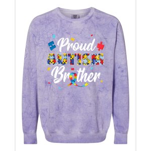 Proud Autism Brother Sibling Autism Awareness Gift Colorblast Crewneck Sweatshirt