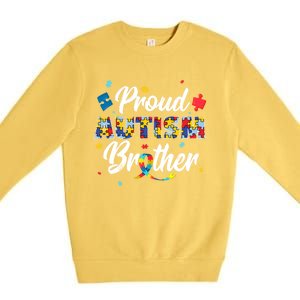 Proud Autism Brother Sibling Autism Awareness Gift Premium Crewneck Sweatshirt