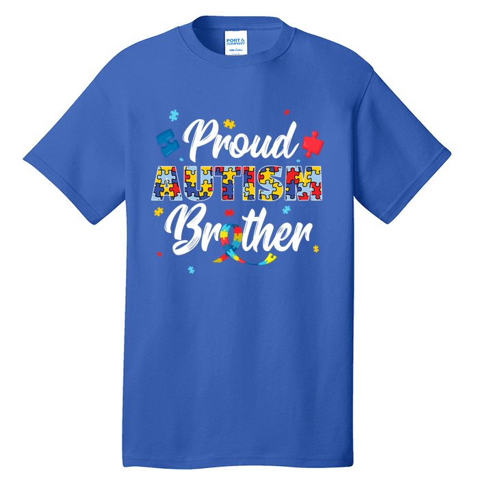 Proud Autism Brother Sibling Autism Awareness Gift Tall T-Shirt