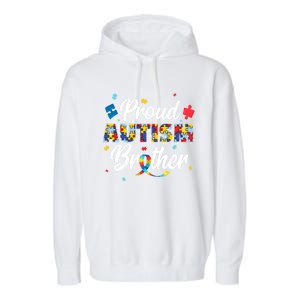 Proud Autism Brother Sibling Autism Awareness Gift Garment-Dyed Fleece Hoodie