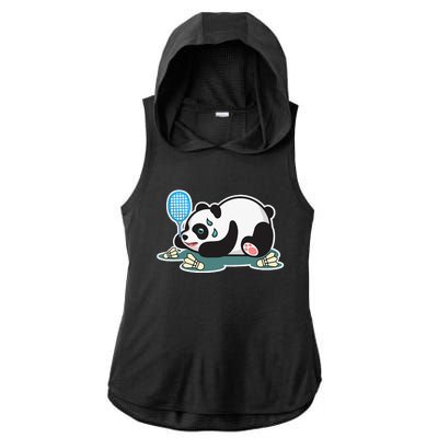 Panda Animals Badminton Shuttlecocks Ladies PosiCharge Tri-Blend Wicking Draft Hoodie Tank