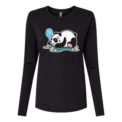 Panda Animals Badminton Shuttlecocks Womens Cotton Relaxed Long Sleeve T-Shirt