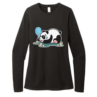 Panda Animals Badminton Shuttlecocks Womens CVC Long Sleeve Shirt