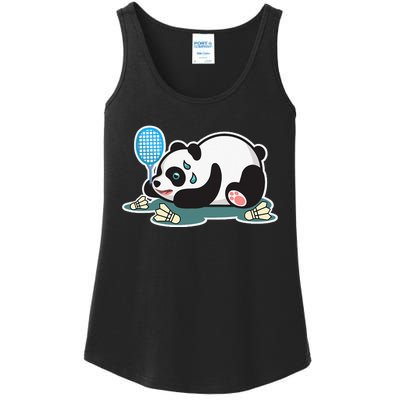 Panda Animals Badminton Shuttlecocks Ladies Essential Tank