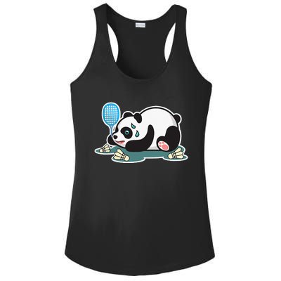 Panda Animals Badminton Shuttlecocks Ladies PosiCharge Competitor Racerback Tank