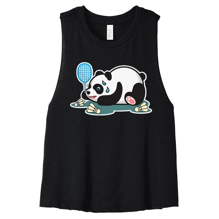 Panda Animals Badminton Shuttlecocks Women's Racerback Cropped Tank