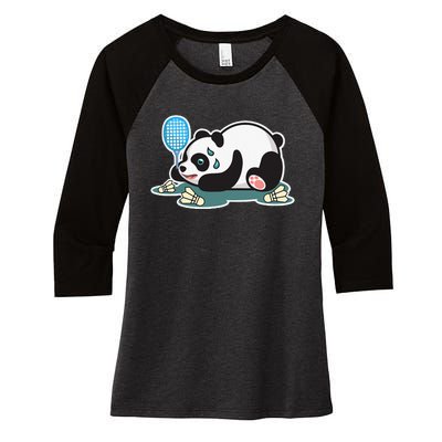 Panda Animals Badminton Shuttlecocks Women's Tri-Blend 3/4-Sleeve Raglan Shirt