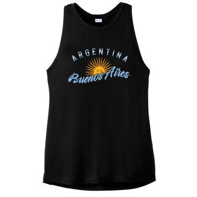 Proud Argentinian Buenos Aires Fan Argentina Country Descent Ladies PosiCharge Tri-Blend Wicking Tank