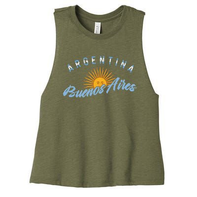 Proud Argentinian Buenos Aires Fan Argentina Country Descent Women's Racerback Cropped Tank