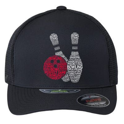 Phonetic Alphabet Bowling Pin Word Cloud Funny Bowling Flexfit Unipanel Trucker Cap