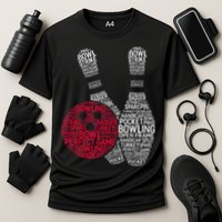 Phonetic Alphabet Bowling Pin Word Cloud Funny Bowling Cooling Performance Crew T-Shirt