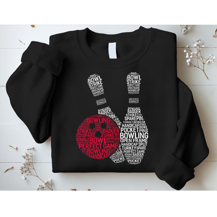 Phonetic Alphabet Bowling Pin Word Cloud Funny Bowling Sweatshirt