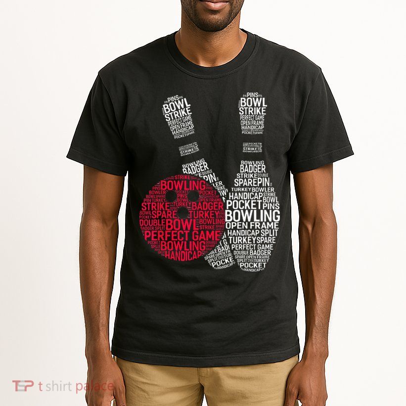 Phonetic Alphabet Bowling Pin Word Cloud Funny Bowling Tall T-Shirt