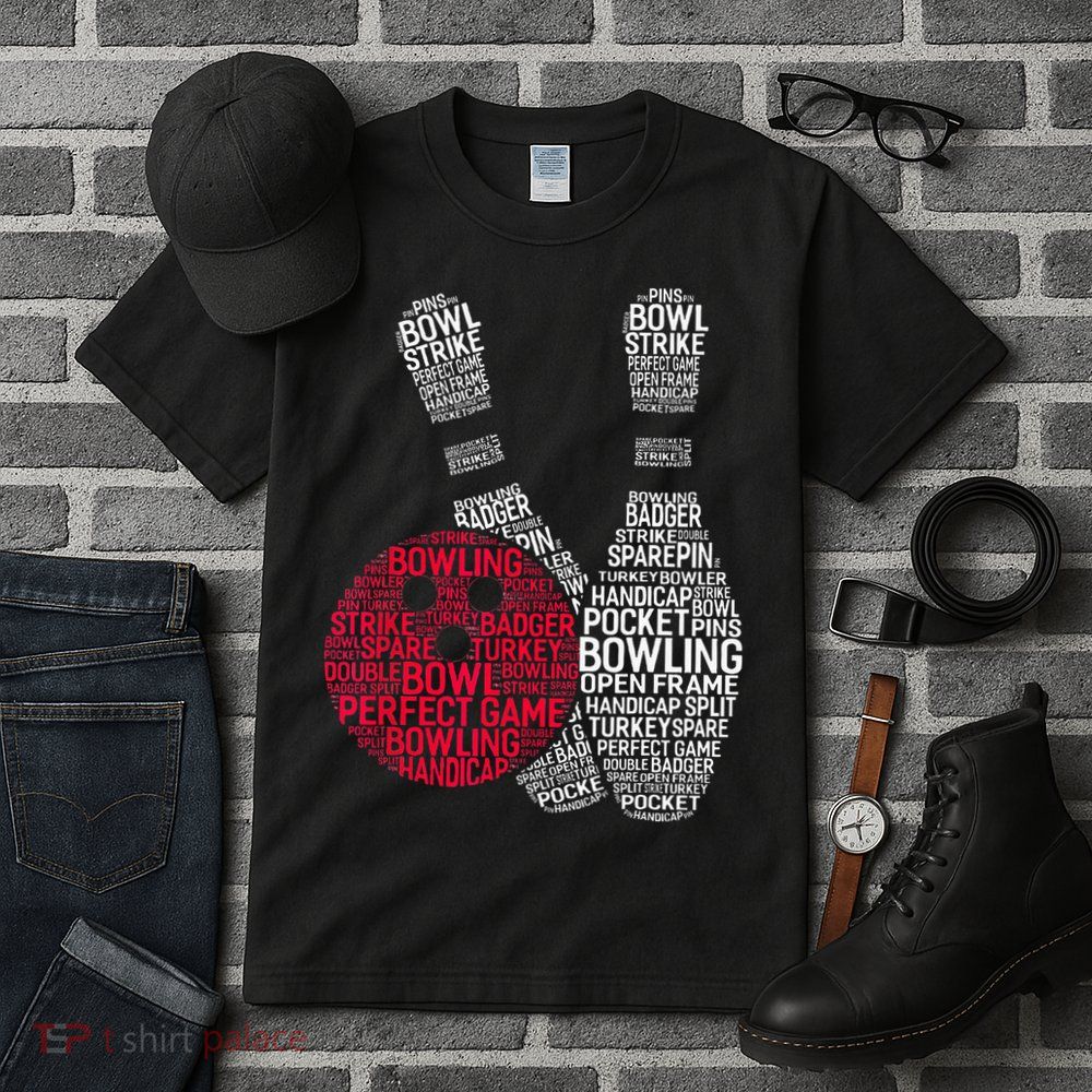Phonetic Alphabet Bowling Pin Word Cloud Funny Bowling Tall T-Shirt