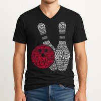 Phonetic Alphabet Bowling Pin Word Cloud Funny Bowling V-Neck T-Shirt