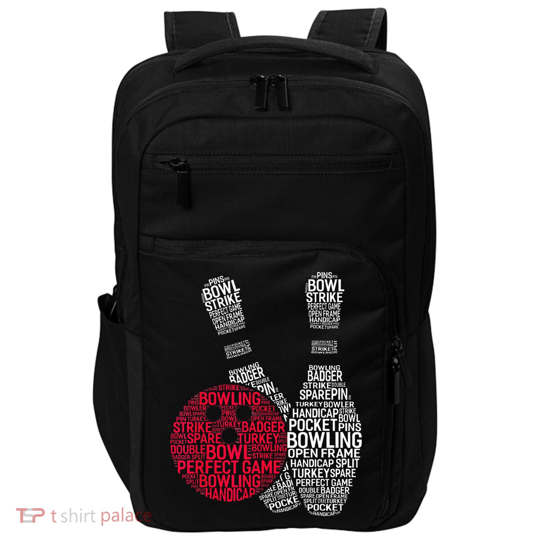Phonetic Alphabet Bowling Pin Word Cloud Funny Bowling Impact Tech Backpack