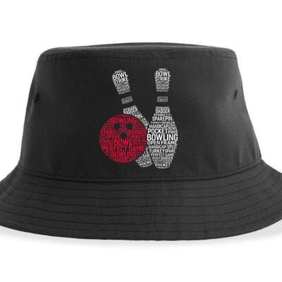 Phonetic Alphabet Bowling Pin Word Cloud Funny Bowling Sustainable Bucket Hat