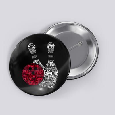 Phonetic Alphabet Bowling Pin Word Cloud Funny Bowling Button