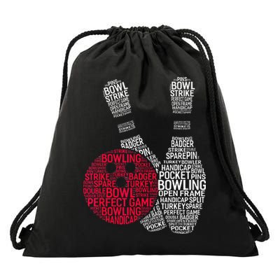 Phonetic Alphabet Bowling Pin Word Cloud Funny Bowling Drawstring Bag