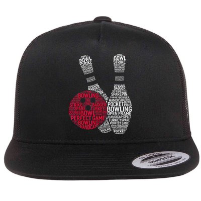 Phonetic Alphabet Bowling Pin Word Cloud Funny Bowling Flatbill Hat