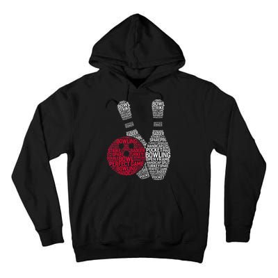 Phonetic Alphabet Bowling Pin Word Cloud Funny Bowling Tall Hoodie
