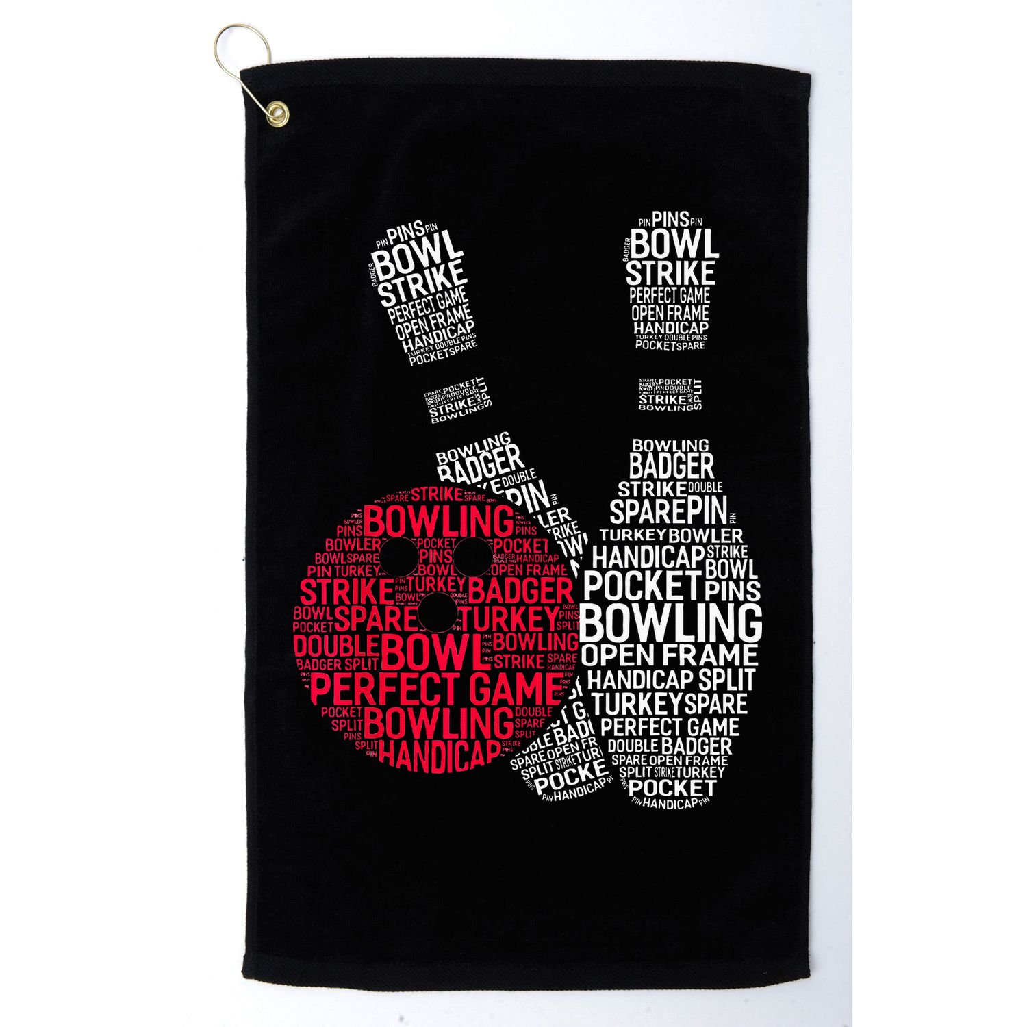 Phonetic Alphabet Bowling Pin Word Cloud Funny Bowling Golf Towel