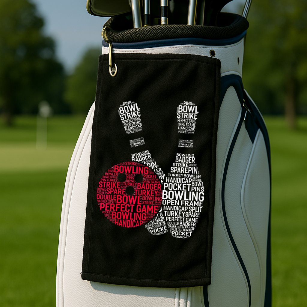 Phonetic Alphabet Bowling Pin Word Cloud Funny Bowling Golf Towel