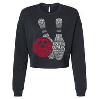 Phonetic Alphabet Bowling Pin Word Cloud Funny Bowling Cropped Pullover Crew