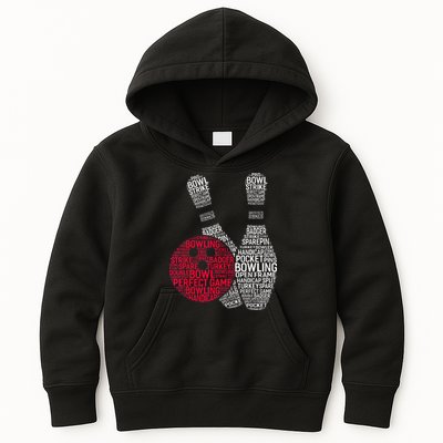 Phonetic Alphabet Bowling Pin Word Cloud Funny Bowling Kids Hoodie