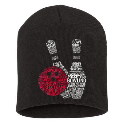 Phonetic Alphabet Bowling Pin Word Cloud Funny Bowling Short Acrylic Beanie