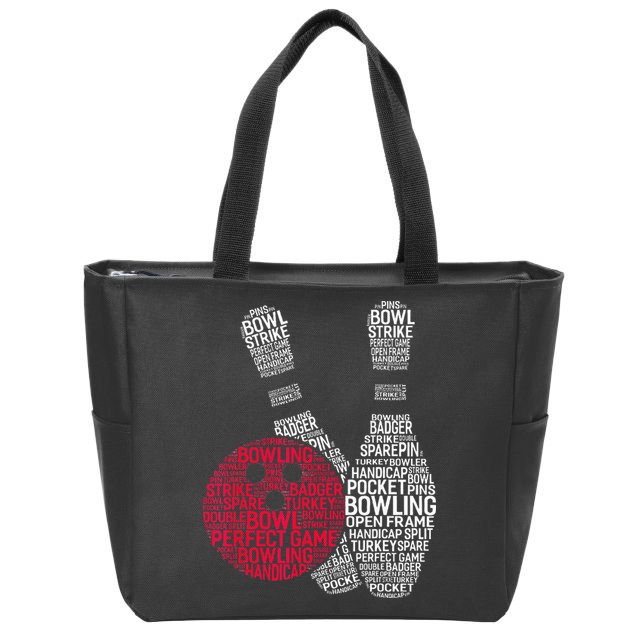 Phonetic Alphabet Bowling Pin Word Cloud Funny Bowling Zip Tote Bag