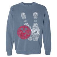 Phonetic Alphabet Bowling Pin Word Cloud Funny Bowling Garment-Dyed Sweatshirt