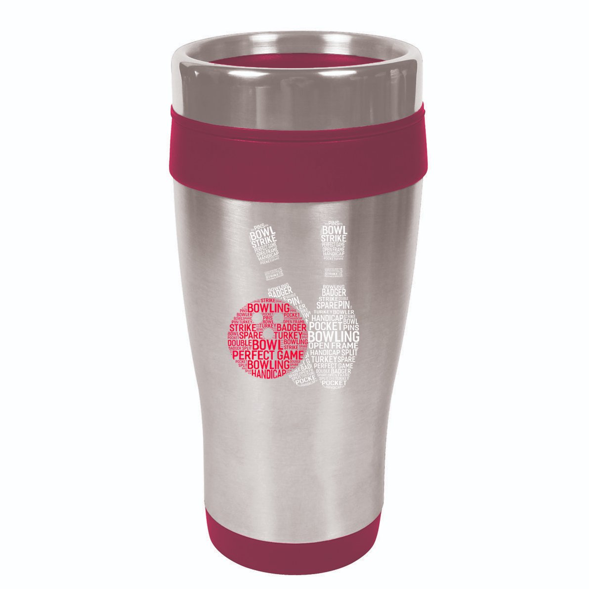 Phonetic Alphabet Bowling Pin Word Cloud Funny Bowling 16oz Travel Tumbler