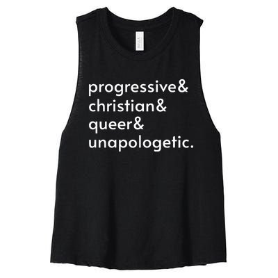 Progressive And Christian And Queer And Unapologetic Women's Racerback Cropped Tank